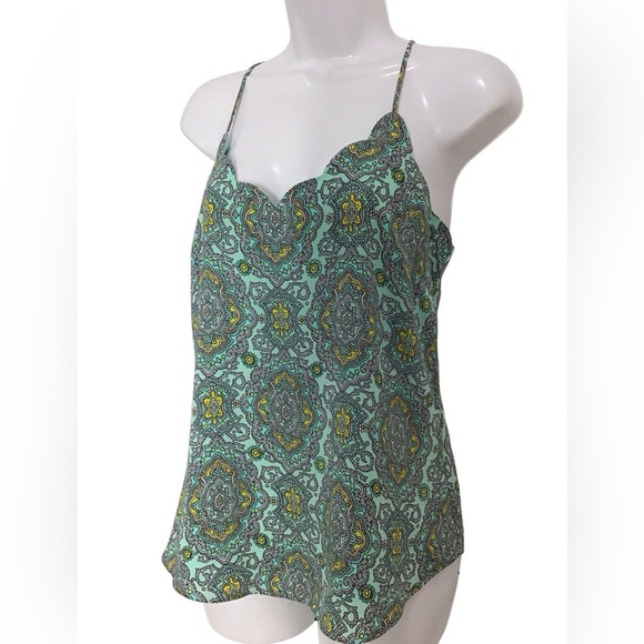 J Crew Paisley Scalloped a Racerback Cami Blouse - Picture 5 of 8